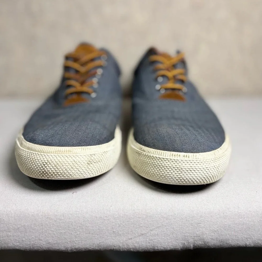 Polo Ralph Lauren Vaughn Mn 12D Blue Chambray Herringbone Suede Classic Sneakers
